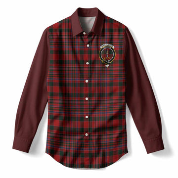 MacAlister (McAlister) Tartan Accent Women Casual Shirt with Family Crest