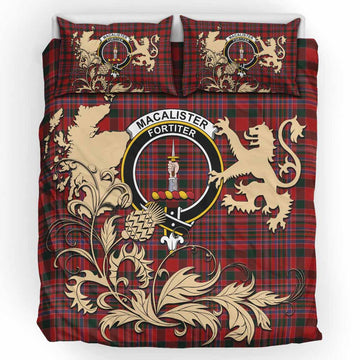 MacAlister (McAlister) Tartan Crest Bedding Set with Scottish Iconic Symbols 