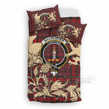 MacAlister (McAlister) Tartan Crest Bedding Set with Scottish Iconic Symbols 