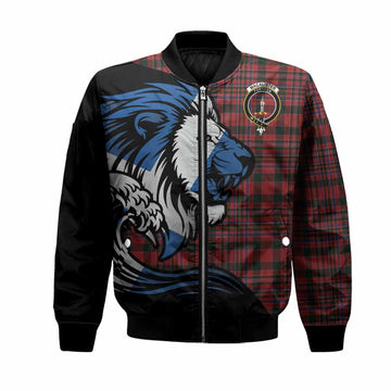 MacAlister (McAlister) Tartan Crest Bomber Jacket Scottish Golden Lions Wave Flow