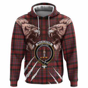 MacAlister (McAlister) Tartan Crest Hoodie Ferocious Lion Style