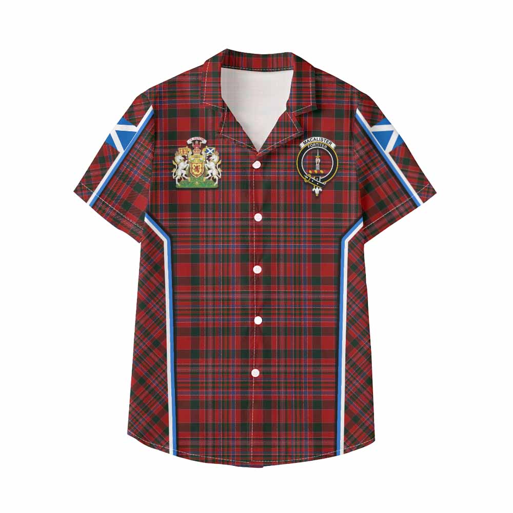 MacAlister (McAlister) Tartan Crest Kid Hawaiian Shirt Scotland Coat of Arm Flag Style - Tartan Vibes Clothing