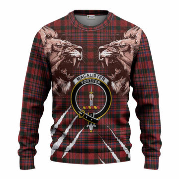 MacAlister (McAlister) Tartan Crest Knitted Sweater Ferocious Lion Style
