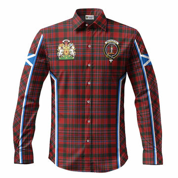 MacAlister (McAlister) Tartan Crest Long Sleeve Button Shirts Scotland Coat of Arm Flag Style