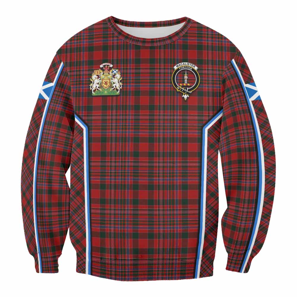 MacAlister (McAlister) Tartan Crest Sweatshirt Scotland Coat of Arm Flag Style - Tartan Vibes Clothing