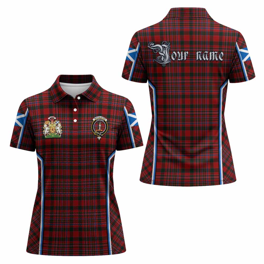 MacAlister (McAlister) Tartan Crest Women's Polo Shirt Scotland Coat of Arm Flag Style - Tartan Vibes Clothing
