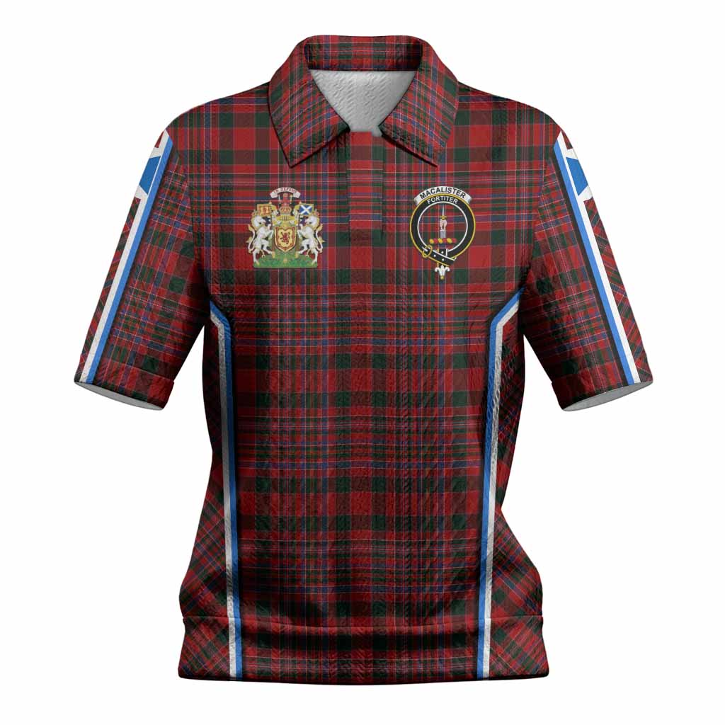 MacAlister (McAlister) Tartan Crest Women’s Polo Sweater Top Scotland Coat of Arm Flag Style
