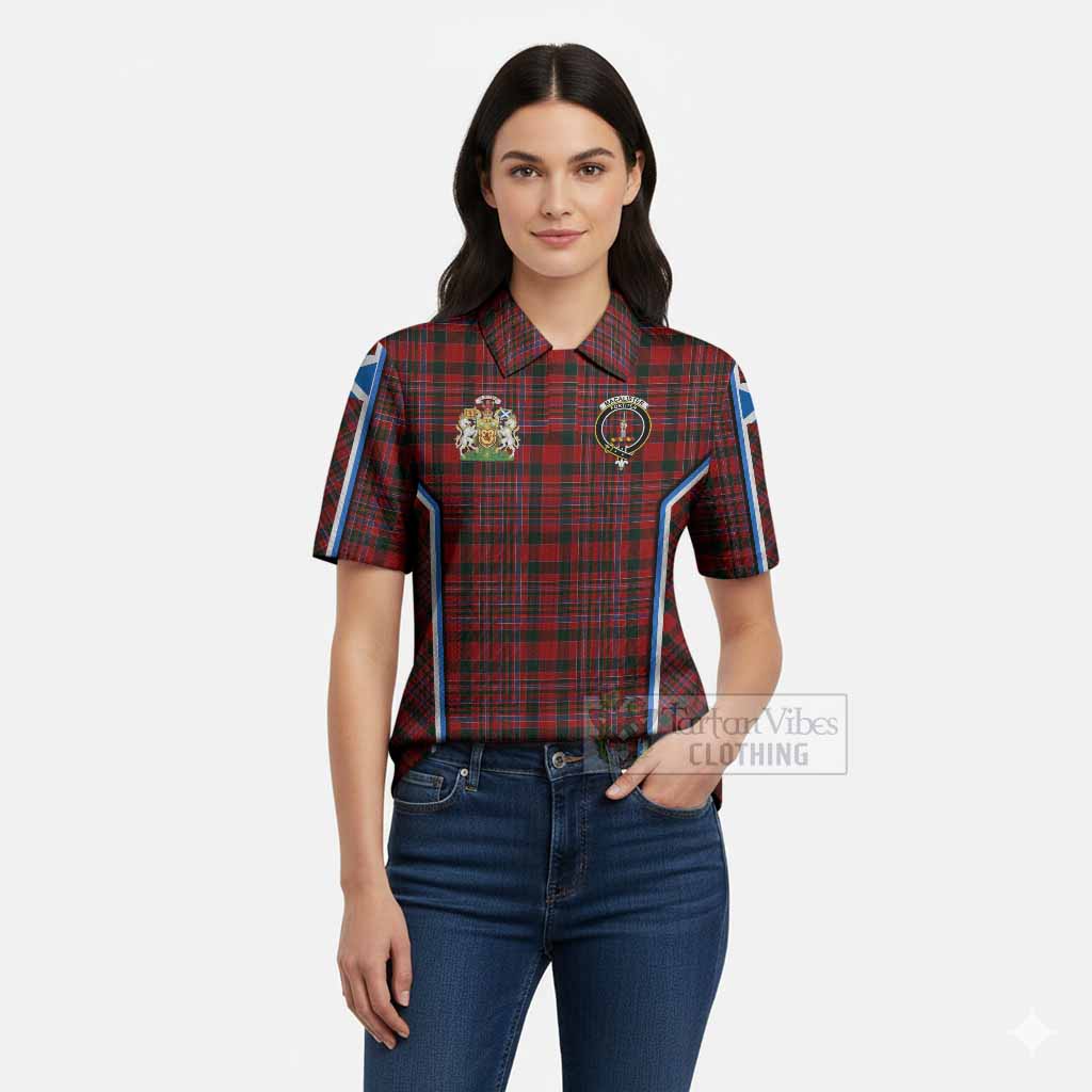MacAlister (McAlister) Tartan Crest Women’s Polo Sweater Top Scotland Coat of Arm Flag Style