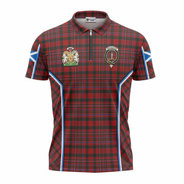 MacAlister (McAlister) Tartan Crest Zipper Polo Shirt Scotland Coat of Arm Flag Style