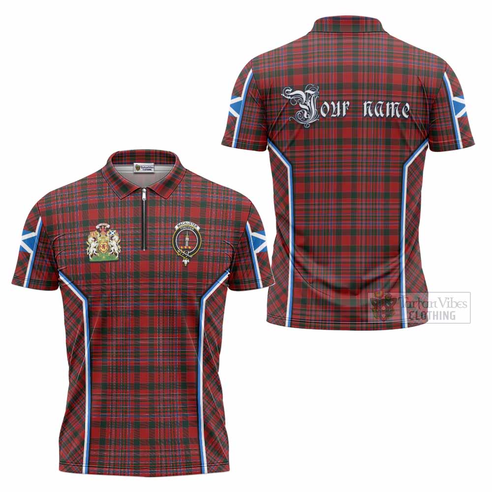 MacAlister (McAlister) Tartan Crest Zipper Polo Shirt Scotland Coat of Arm Flag Style - Tartan Vibes Clothing