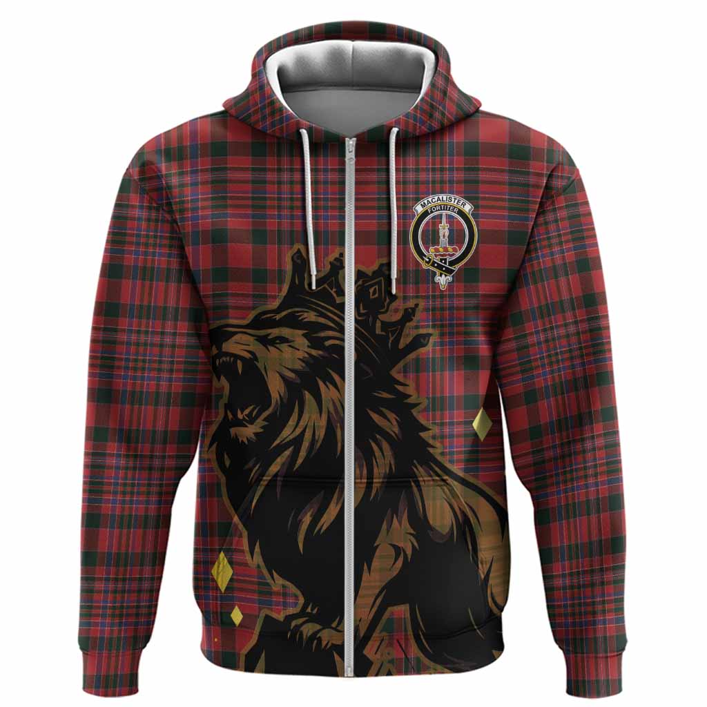 MacAlister (McAlister) Tartan Family Crest Hoodie Crowned Lion Roaring