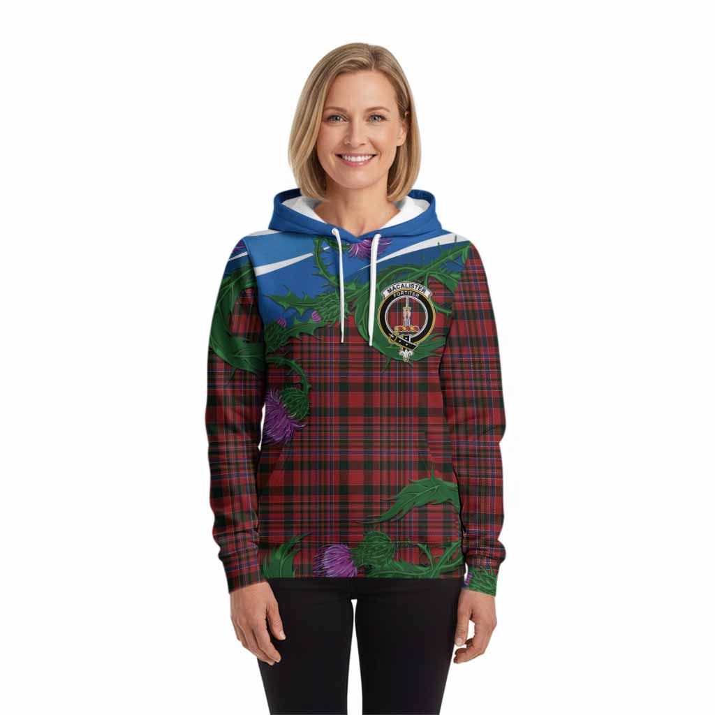 MacAlister (McAlister) Tartan Family Crest Hoodie Thistle in Minimalism