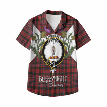 MacAlister (McAlister) Tartan Family Crest Kid Hawaiian Shirt Scottish Burns Night Thistle Floral
