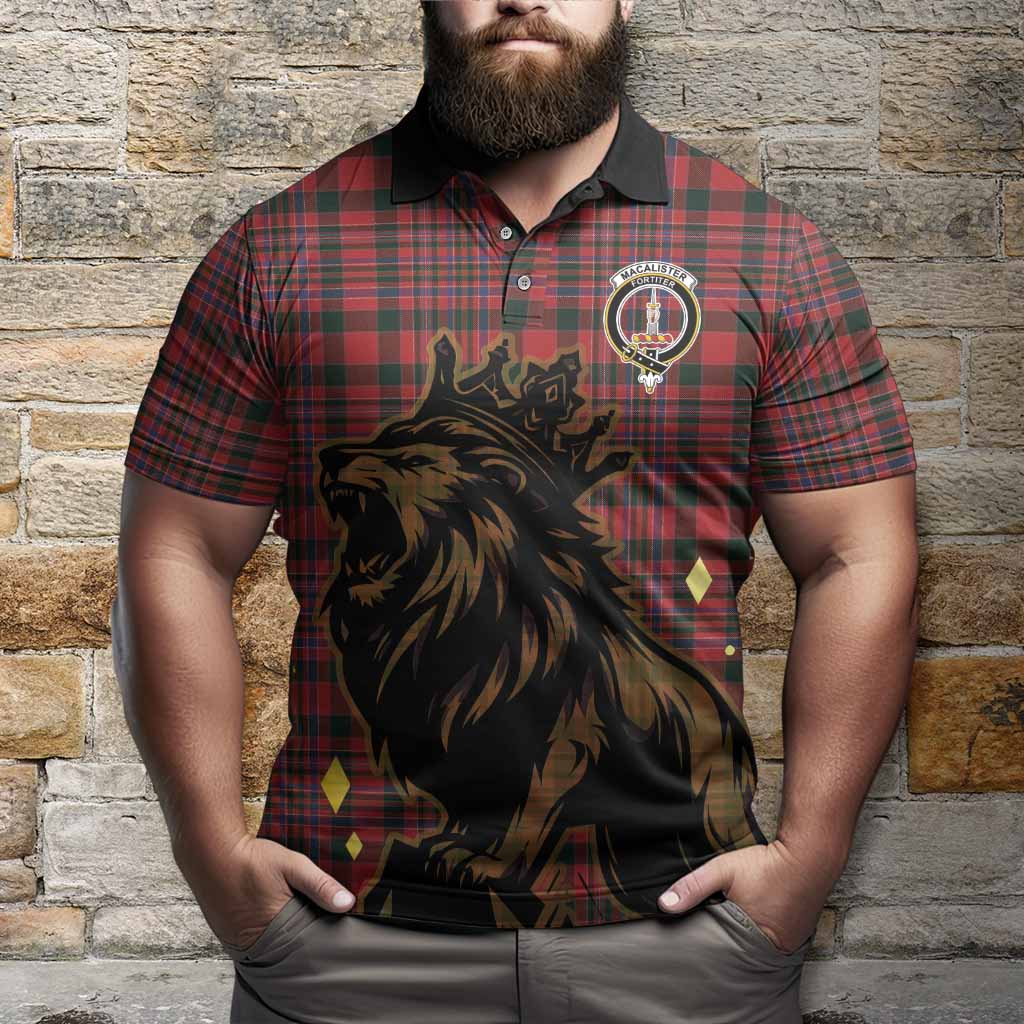 MacAlister (McAlister) Tartan Family Crest Polo Shirt Crowned Lion Roaring