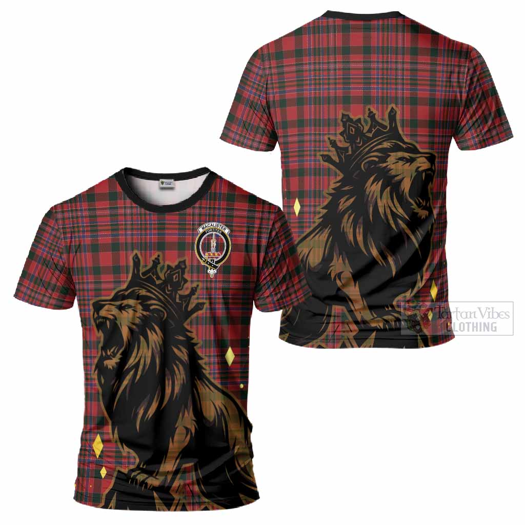 MacAlister (McAlister) Tartan Family Crest T-Shirt Crowned Lion Roaring