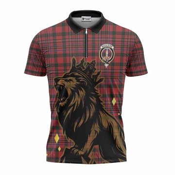 MacAlister (McAlister) Tartan Family Crest Zipper Polo Shirt Crowned Lion Roaring