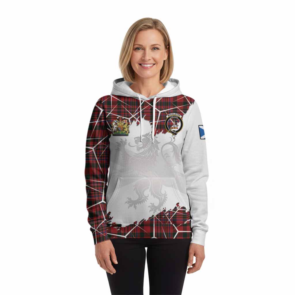 MacAlister (McAlister) Tartan Hoodie with Family Crest and Lion Rampant Grunge Style