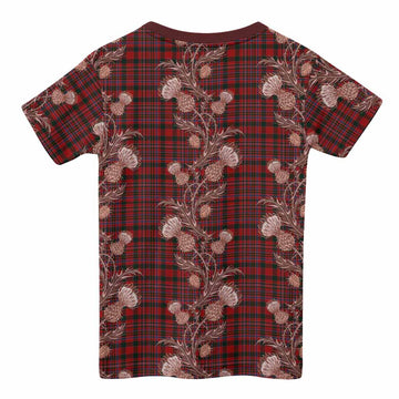 MacAlister (McAlister) Tartan Kid T-shirt Seamless Scottish Thistle Flowers