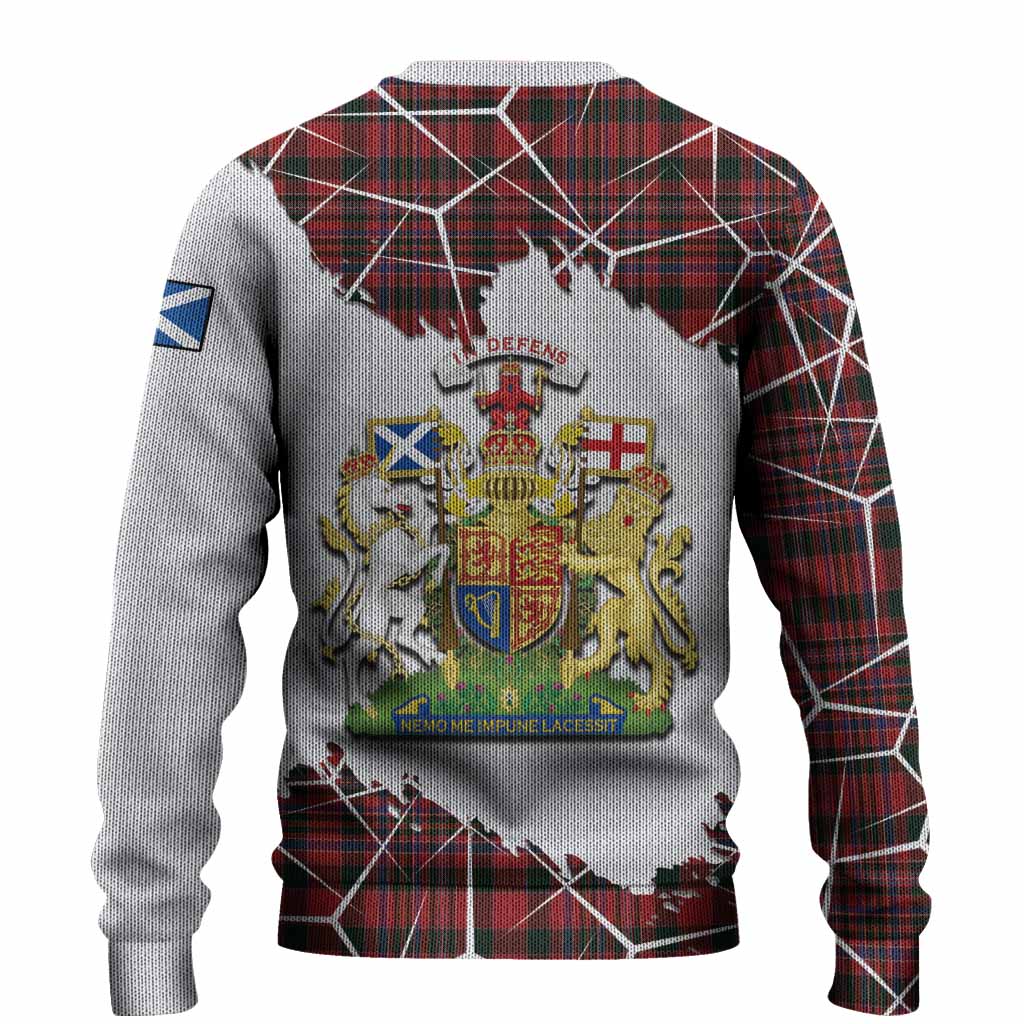 MacAlister (McAlister) Tartan Knitted Sweater with Family Crest and Lion Rampant Grunge Style