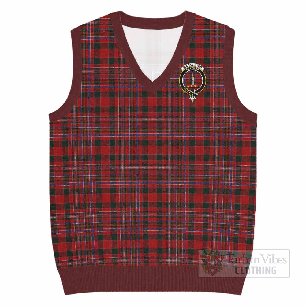 MacAlister (McAlister) Tartan Knitted V-Neck Vest with Family Crest - Tartan Vibes Clothing