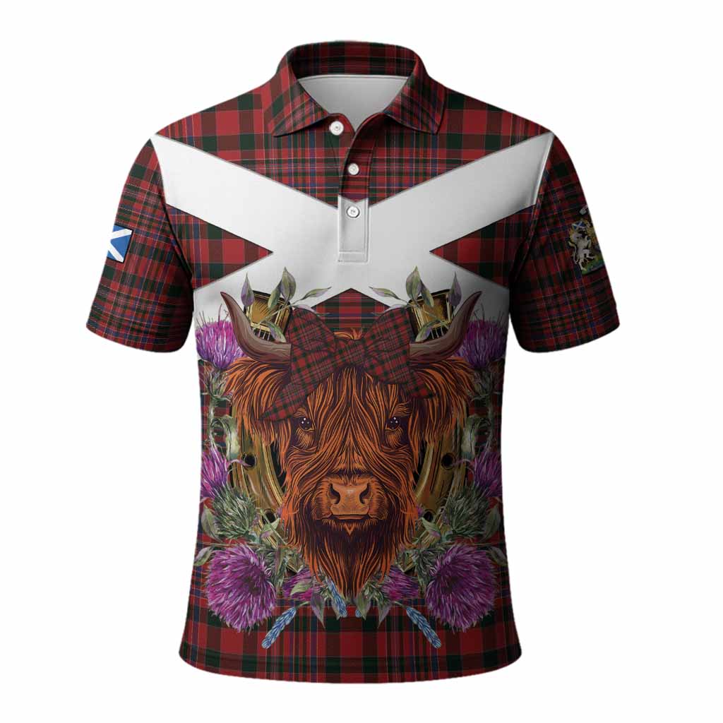 MacAlister (McAlister) Tartan Polo Shirt Scottish Thistle Heilan Coo
