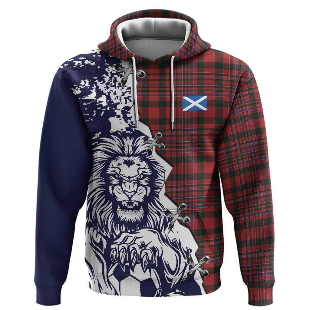 MacAlister (McAlister) Tartan Scottish Hoodie Angry Lion With Soccer Ball Style
