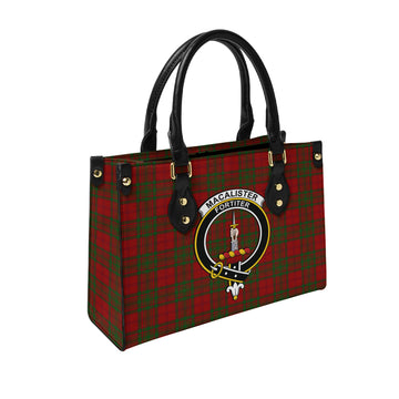 MacAlister of Glenbarr Tartan Leather Bag with Family Crest