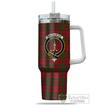 MacAlister of Glenbarr Tartan and Family Crest Tumbler with Handle