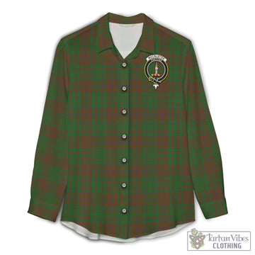 MacAlister of Glenbarr Hunting Tartan Womens Casual Shirt with Family Crest