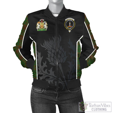 MacAlister of Glenbarr Hunting Tartan Bomber Jacket with Family Crest and Scottish Thistle Vibes Sport Style