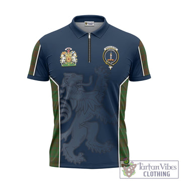 MacAlister of Glenbarr Hunting Tartan Zipper Polo Shirt with Family Crest and Lion Rampant Vibes Sport Style