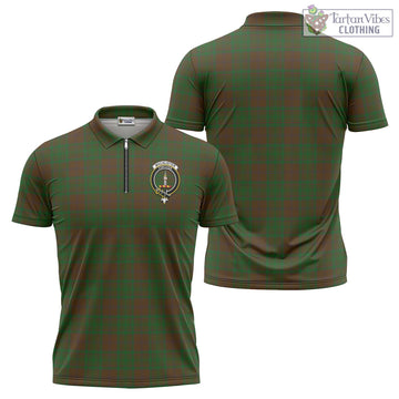 MacAlister of Glenbarr Hunting Tartan Zipper Polo Shirt with Family Crest