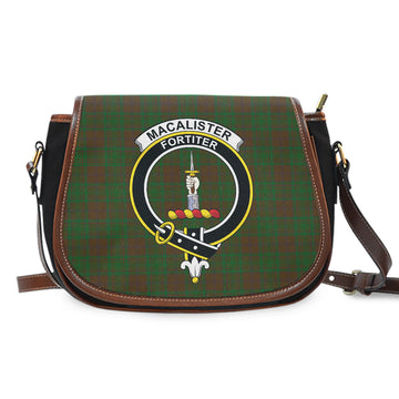 MacAlister of Glenbarr Hunting Tartan Saddle Bag with Family Crest