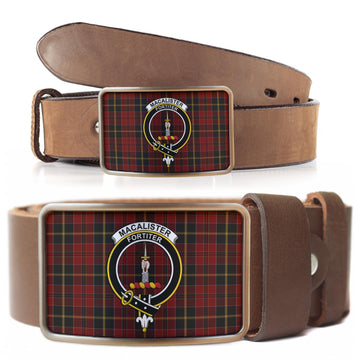 MacAlister of Skye Tartan Belt Buckles with Family Crest