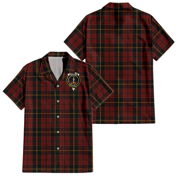 MacAlister of Skye Tartan Short Sleeve Button Down Shirt with Family Crest