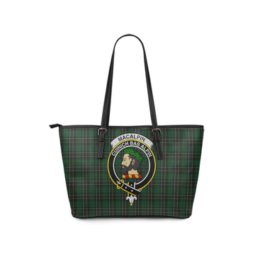 MacAlpin Tartan Leather Tote Bag with Family Crest