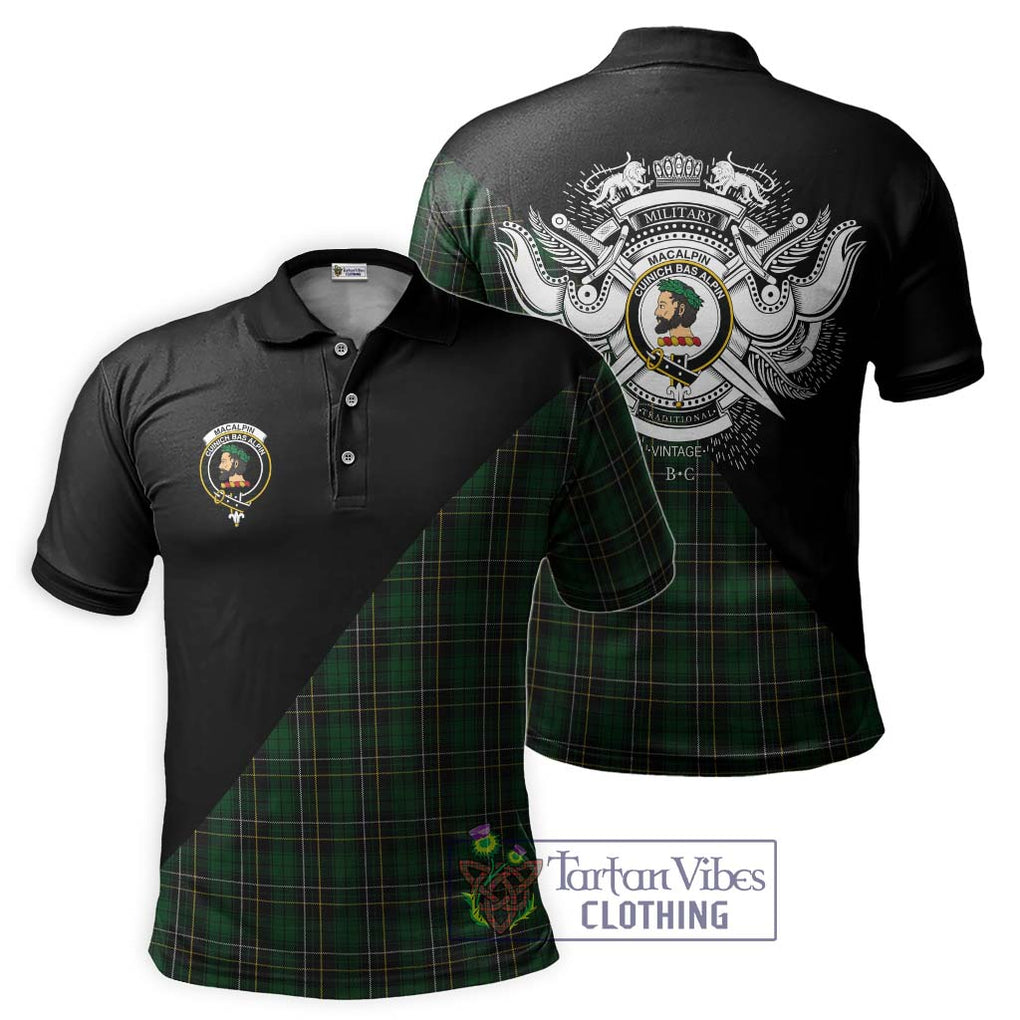 MacAlpine (MacAlpin) Tartan Polo Shirt with Family Crest and Military Logo Style Kid - Tartanvibesclothing Shop