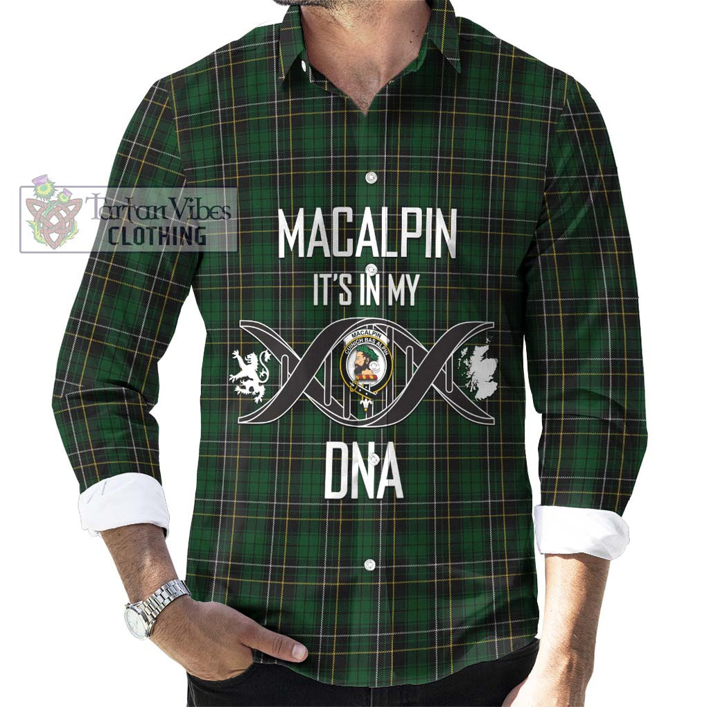 MacAlpine (MacAlpin) Tartan Long Sleeve Button Shirt with Family Crest DNA In Me Style Men's Shirt S - Tartanvibesclothing Shop