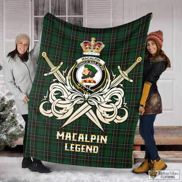MacAlpin Tartan Blanket with Clan Crest and the Golden Sword of Courageous Legacy