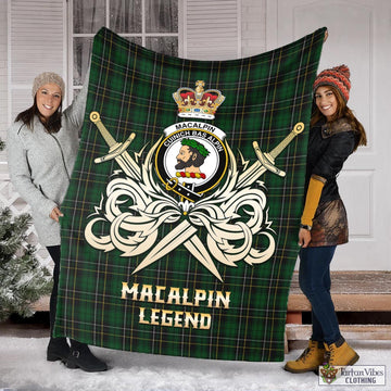 MacAlpine (MacAlpin) Tartan Blanket with Clan Crest and the Golden Sword of Courageous Legacy