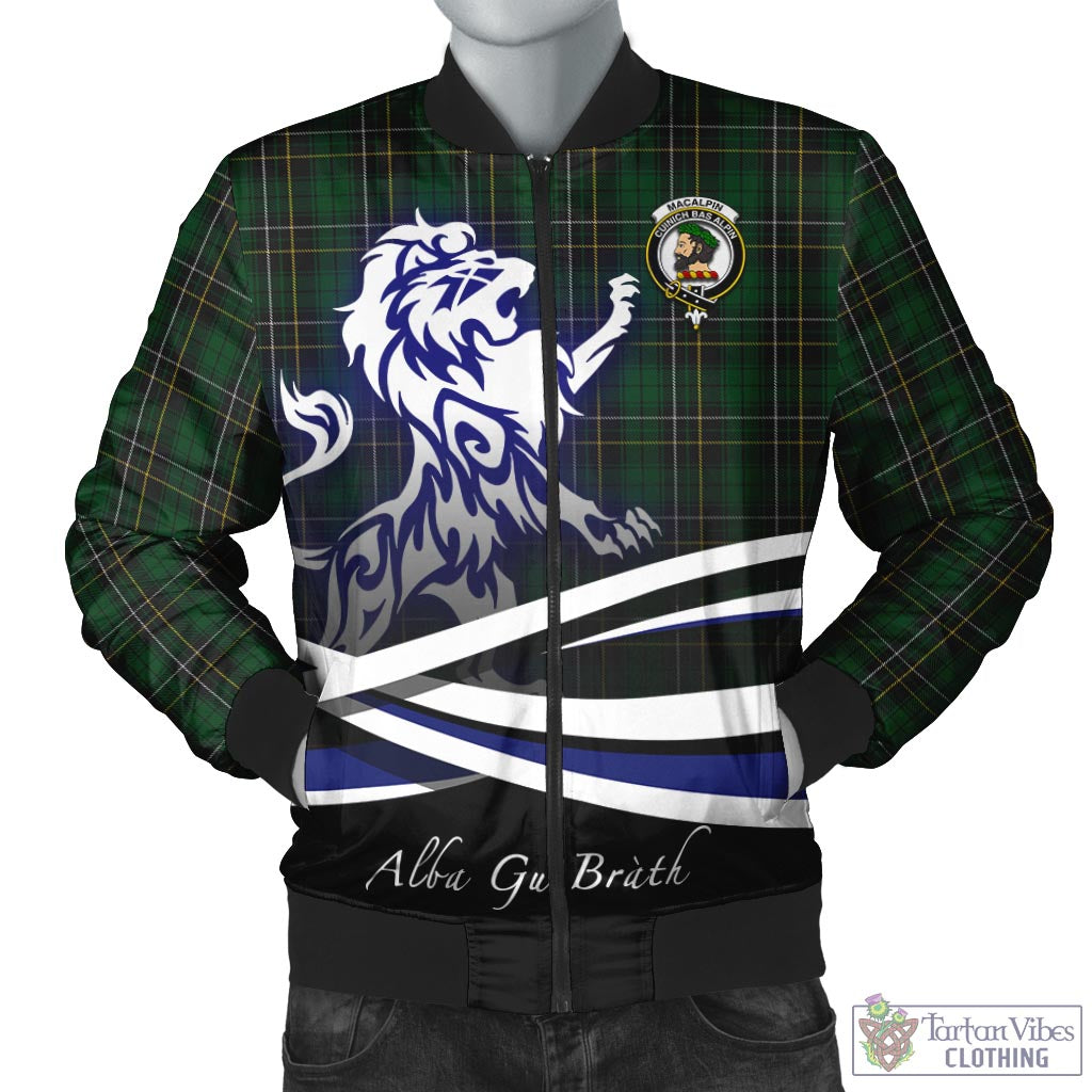 Tartan Vibes Clothing MacAlpin Tartan Bomber Jacket with Alba Gu Brath Regal Lion Emblem
