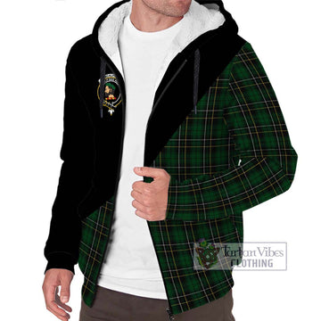 MacAlpine (MacAlpin) Tartan Sherpa Hoodie with Family Crest and Military Logo Style
