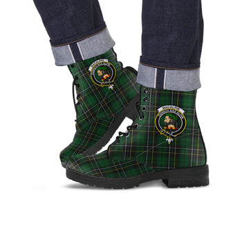 MacAlpine (MacAlpin) Tartan Leather Boots with Family Crest