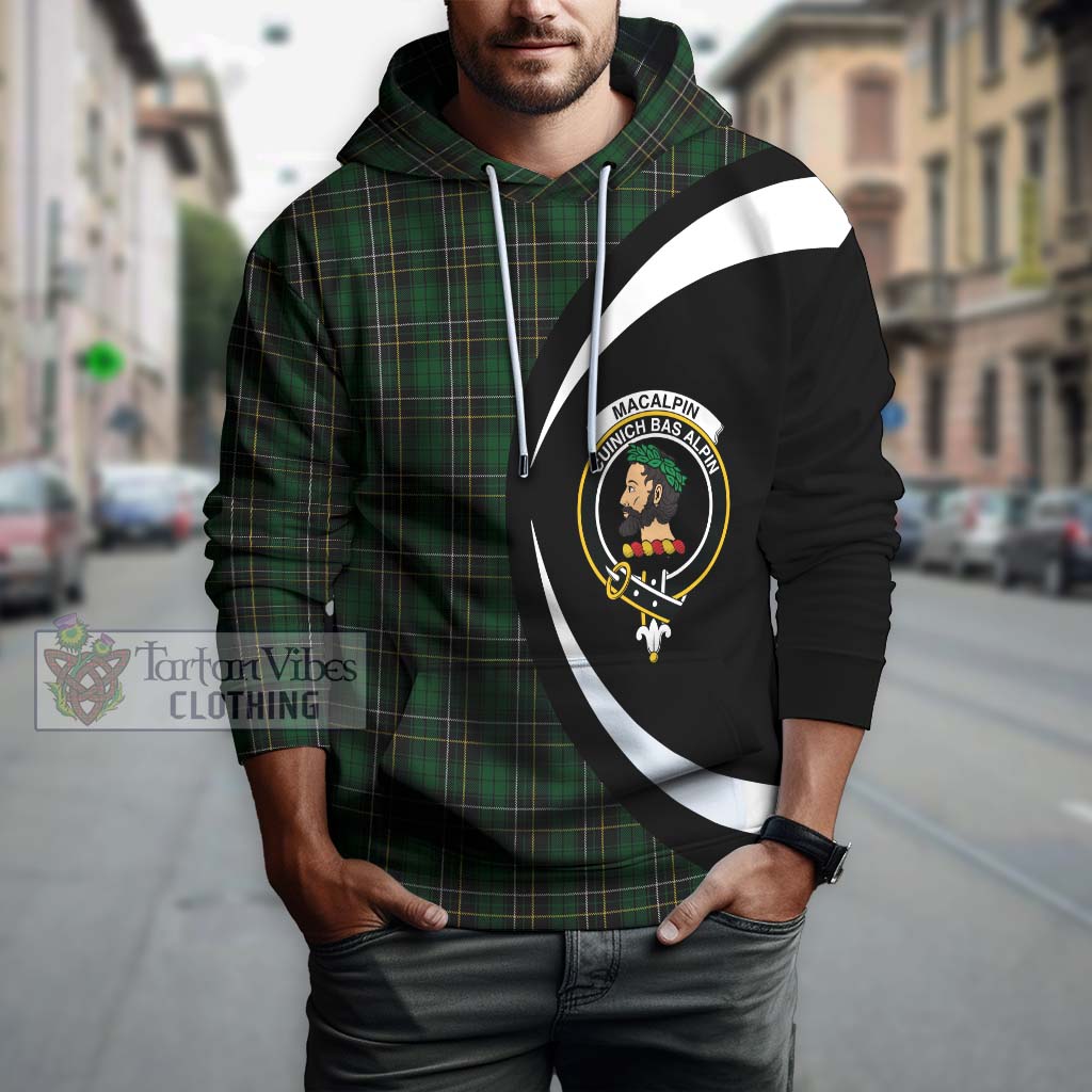 Tartan Vibes Clothing MacAlpin Tartan Hoodie with Family Crest Circle Style