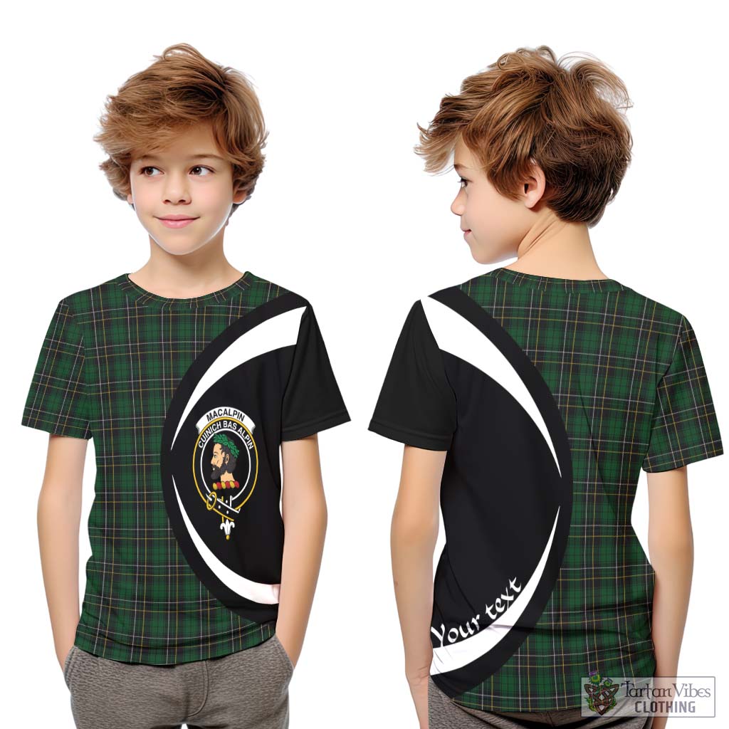 MacAlpine (MacAlpin) Tartan Kid T-Shirt with Family Crest Circle Style Youth XL Size14 - Tartan Vibes Clothing
