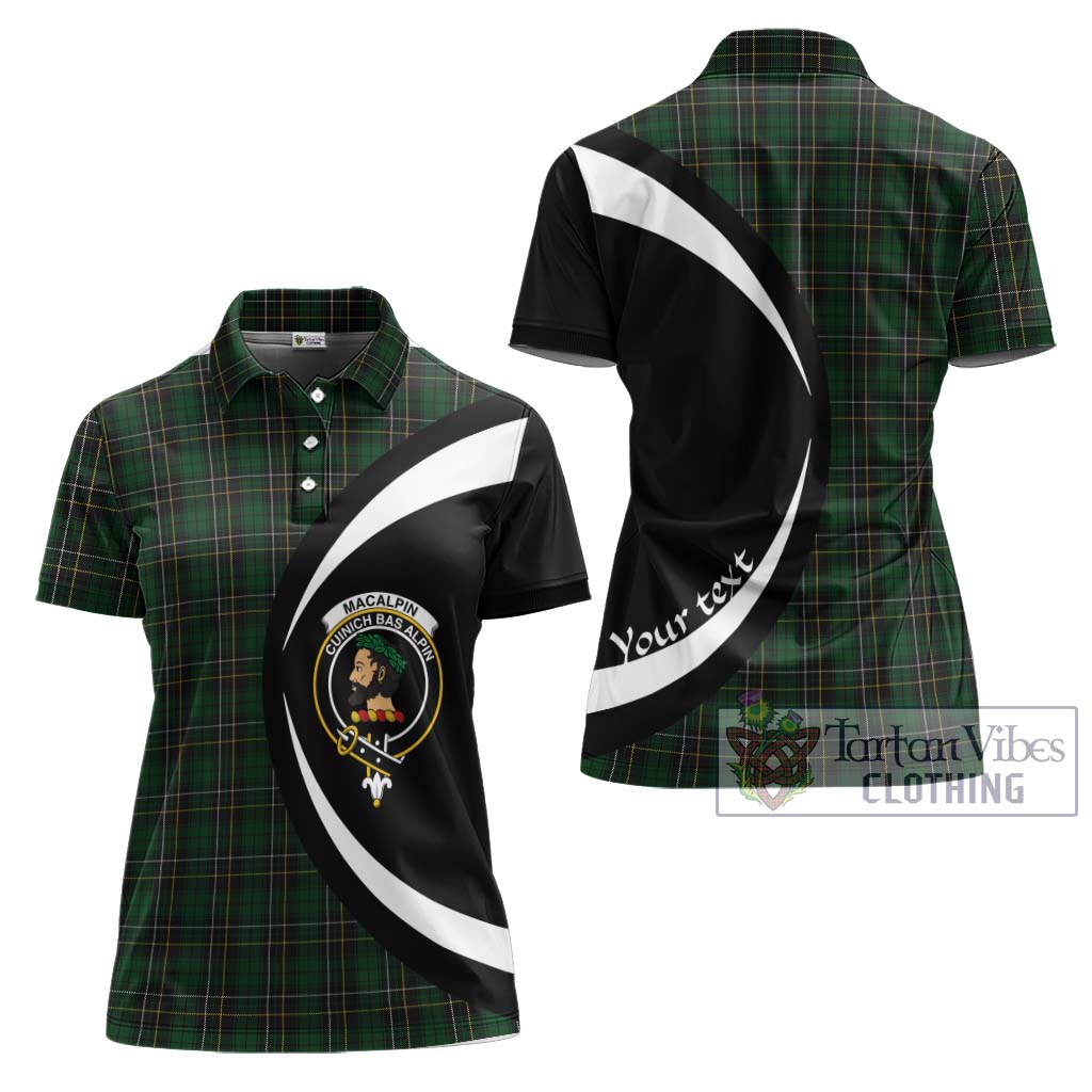 MacAlpine (MacAlpin) Tartan Women's Polo Shirt with Family Crest Circle Style Women - Tartan Vibes Clothing