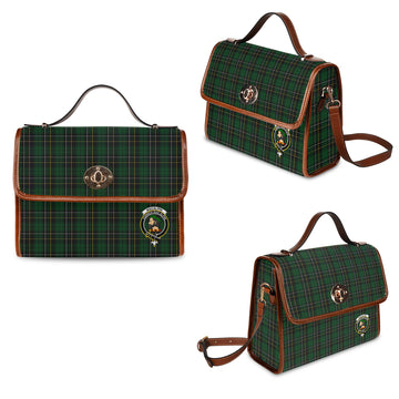macalpin-tartan-leather-strap-waterproof-canvas-bag-with-family-crest