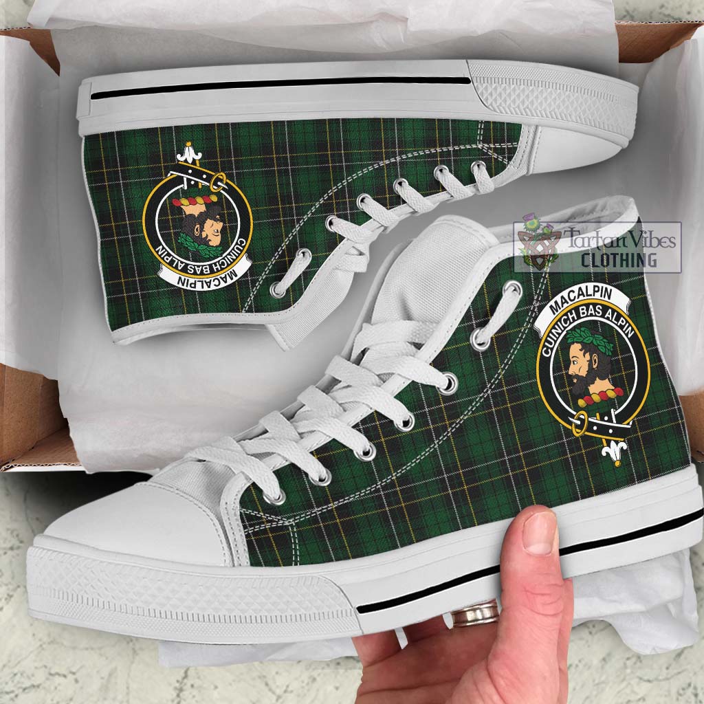 Tartan Vibes Clothing MacAlpin Tartan High Top Shoes with Family Crest