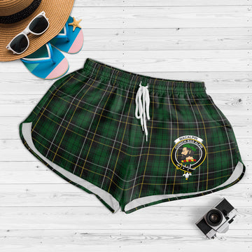 MacAlpin Tartan Womens Shorts with Family Crest