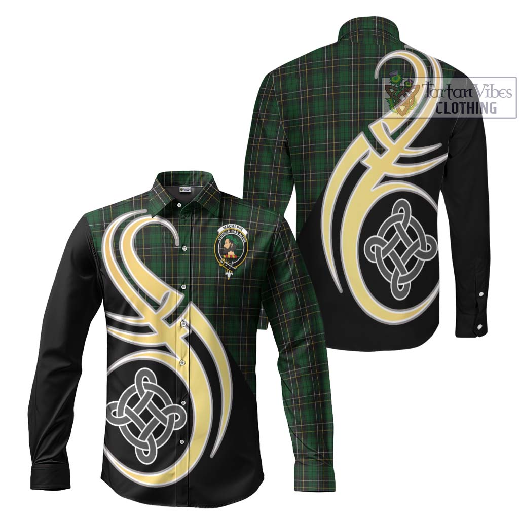 MacAlpine (MacAlpin) Tartan Long Sleeve Button Shirt with Family Crest and Celtic Symbol Style Men's Shirt S - Tartan Vibes Clothing